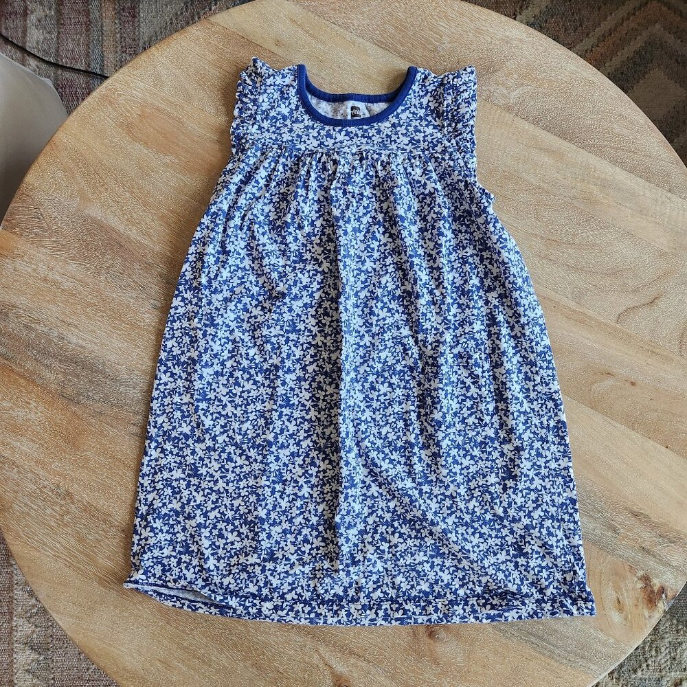 Tea Collection Girls Blue Cyprus Floral Mighty Mini Flutter Sleeve Dress 4